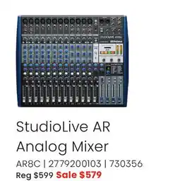 Long & McQuade Presonus StudioLive AR Analog Mixer offer