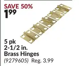Princess Auto 5 pk 2-1/2 in. Brass Hinges offer