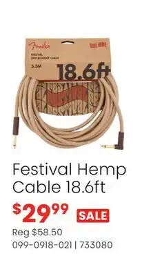 Long & McQuade Festival Hemp Cable 18.6ft offer