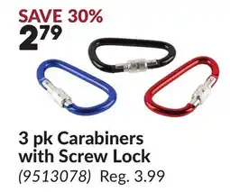 Princess Auto 3 pk Carabiners with Screw Lock offer