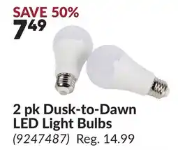 Princess Auto 2 pk Dusk-to-Dawn LED Light Bulbs offer