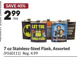 Princess Auto 7 oz Stainless-Steel Flask, Assorted offer