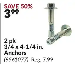 Princess Auto 2 pk 3/4 x 4-1/4 in. Anchors offer