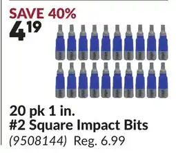 Princess Auto 20 pk 1 in. #2 Square Impact Bits offer