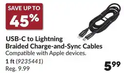 Princess Auto 1 ft USB-C to Lightning Braided Charge-and-Sync Cables offer