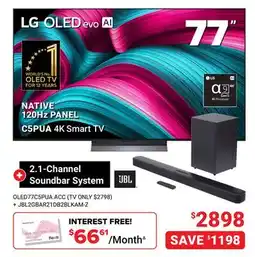 Visions Electronics LG OLED EVO AI 4K Smart TV + JBL 2.1-Channel Soundbar System offer