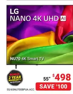 Visions Electronics LG NANO 4K UHD AI NU70 4K Smart TV offer