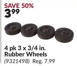 Princess Auto 4 pk 3 x 3/4 in. Rubber Wheels offer