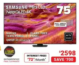 Visions Electronics SAMSUNG 75 Mini LED Neo QLED 4K offer