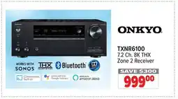 2001 Audio Video TXNR6100 ONKYO 7.2 Ch. 8K THX Zone 2 Receiver offer