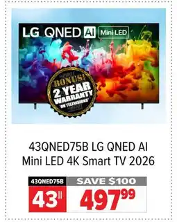 2001 Audio Video 43QNED75B LG 43 QNED AI Mini LED 4K Smart TV 2026 offer