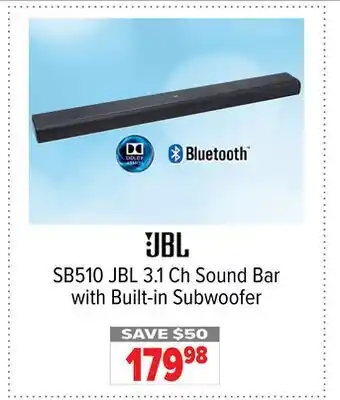 2001 Audio Video SB510 JBL 3.1 Ch Sound Bar with Built-in Subwoofer offer
