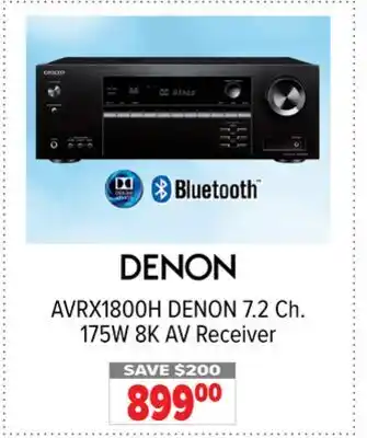2001 Audio Video AVRX1800H DENON 7.2 Ch. 175W 8K AV Receiver offer