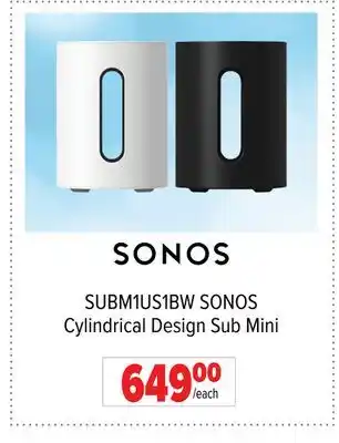 2001 Audio Video SUBM1US1BW SONOS Cylindrical Design Sub Mini offer