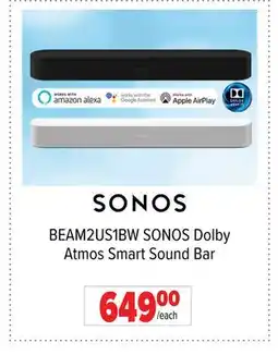 2001 Audio Video BEAM2US1BW SONOS Dolby Atmos Smart Sound Bar offer