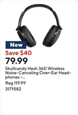 Staples Skullcandy Hesh 360 Wireless Noise-Canceling Over-Ear Headphones - True Black offer