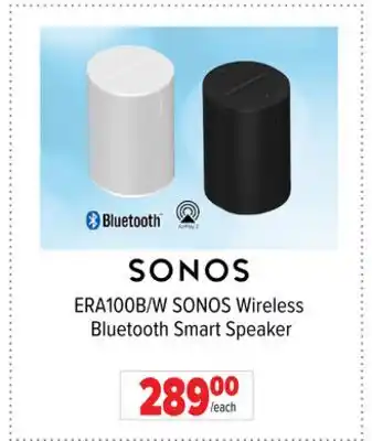 2001 Audio Video ERA100B/W SONOS Wireless Bluetooth Smart Speaker offer