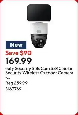 Staples eufy Security SoloCam S340 Solar Security Wireless Outdoor Camera - White offer