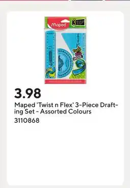 Staples Maped 'Twist n Flex' 3-Piece Drafting Set - Assorted Colours offer