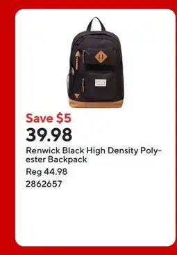 Staples Renwick Black High Density Polyester Backpack offer