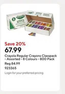 Staples Crayola Regular Crayons Classpack - Assorted - 8 Colours offer
