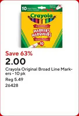 Staples Crayola Original Broad Line Markers offer