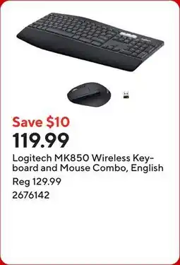 Staples Logitech MK850 Wireless Keyboard and Mouse Combo, English offer