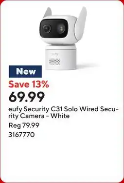 Staples eufy Security C31 Solo Wired Security Camera - White offer