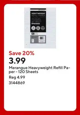 Staples Merangue Heavyweight Refill Paper - 120 Sheets offer