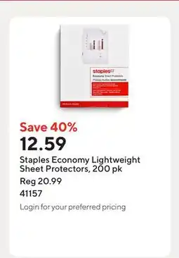 Staples Staples Economy Lightweight Sheet Protectors offer