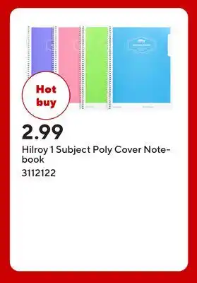 Staples Hilroy 1 Subject Poly Cover Notebook offer