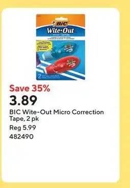 Staples BIC Wite-Out Micro Correction Tape offer