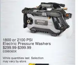 PartSource 1800 or 2100 PSI Electric Pressure Washers offer