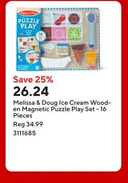 Staples Melissa & Doug Ice Cream Wooden Magnetic Puzzle Play Set - 16 Pieces offer
