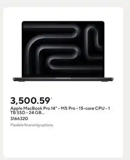Staples Apple MacBook Pro 14 - M5 Pro - 15-core CPU - 1 TB SSD - 24 GB Memory - Space Black - French offer