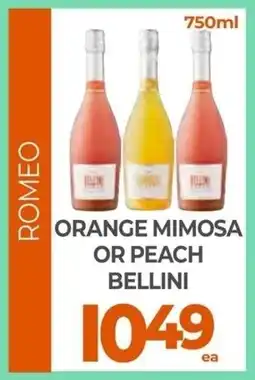 Vince's Market Romeo orange mimosa or peach bellini offer