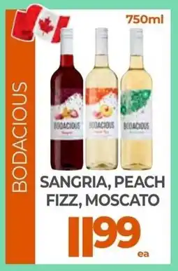 Vince's Market Bodacious sangria, peach fizz, moscato offer