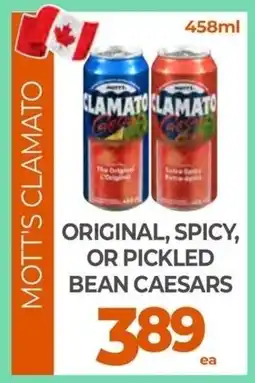Vince's Market Mott's clamato original, spicy, or pickled bean caesars offer