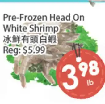Fresh Palace Supermarket Pre-Frozen Head On White Shrimp offer