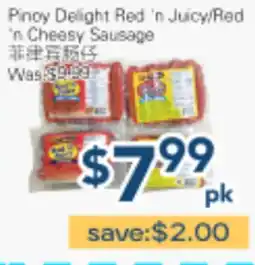 Oceans Fresh Food Market Pinoy Delight Red 'n Juicy/Red 'n Cheesy Sausage offer