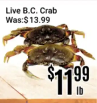 Nations Fresh Foods Live B.C. Crab offer