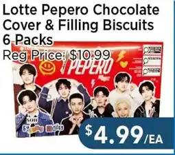 Blue Sky Supermarket Lotte Pepero Chocolate Cover & Filling Biscuits 6 Packs offer