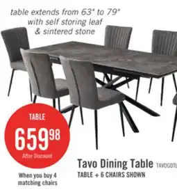 The Brick Tavo 7pc Dining Set with Table & Chairs, 63-79W Extension, Metal - Grey & Black offer