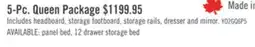 The Brick Yorkdale 5pc Bedroom Set with 6-Drawer Storage Bed, Dresser & Mirror, Grey - Queen Size offer