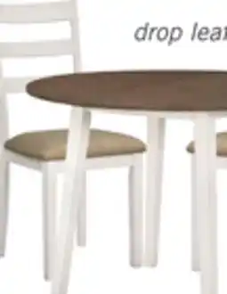 The Brick Bryn 3pc Dining Package with 42 Drop-Leaf Table & 2 Chairs, Fabric -Two-Tone White & Brown offer