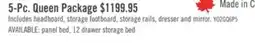 The Brick Yorkdale 5pc Bedroom Set with 12-Drawer Storage Bed, Dresser & Mirror, Grey - Queen Size offer