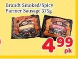 Fresh Value Brandt Smoked/Spicy Farmer Sausage offer