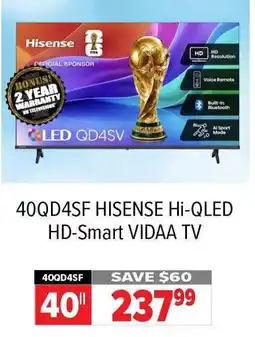 2001 Audio Video HISENSE Hi-QLED HD-Smart VIDAA TV offer
