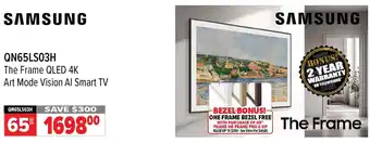 2001 Audio Video SAMSUNG QN65LS03H The Frame QLED 4K Art Mode Vision Al Smart TV offer