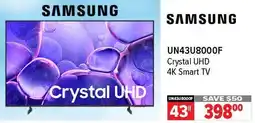 2001 Audio Video SAMSUNG UN43U8000F Crystal UHD 4K Smart TV offer